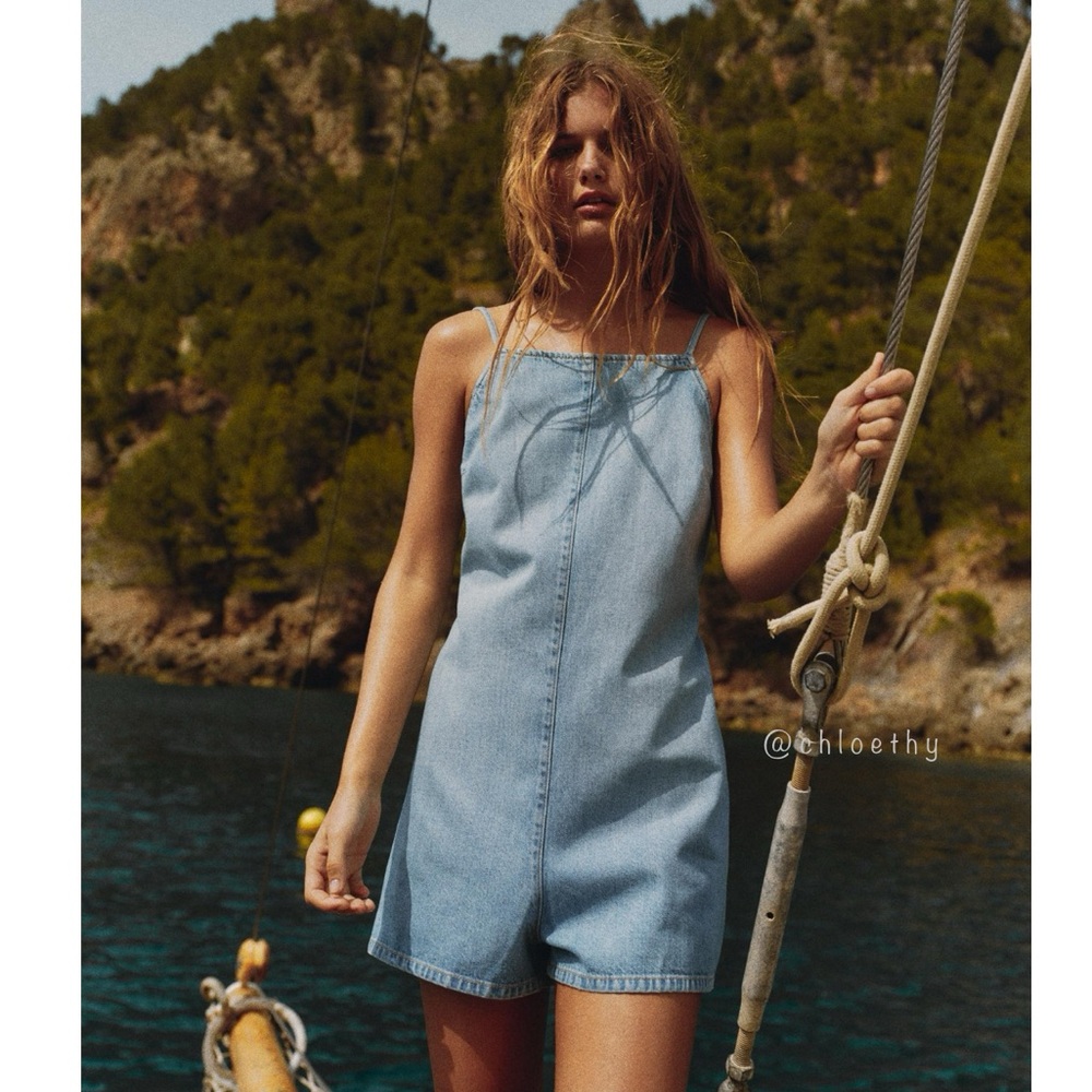 Zara DENIM TRF SHORT JUMPSUIT